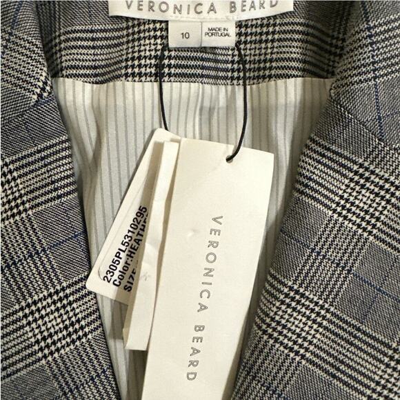 Veronica Beard Fabiola Jacket In Heather Grey / Blue Multi 10 Plaid Crop Blazer - Picture 12 of 16